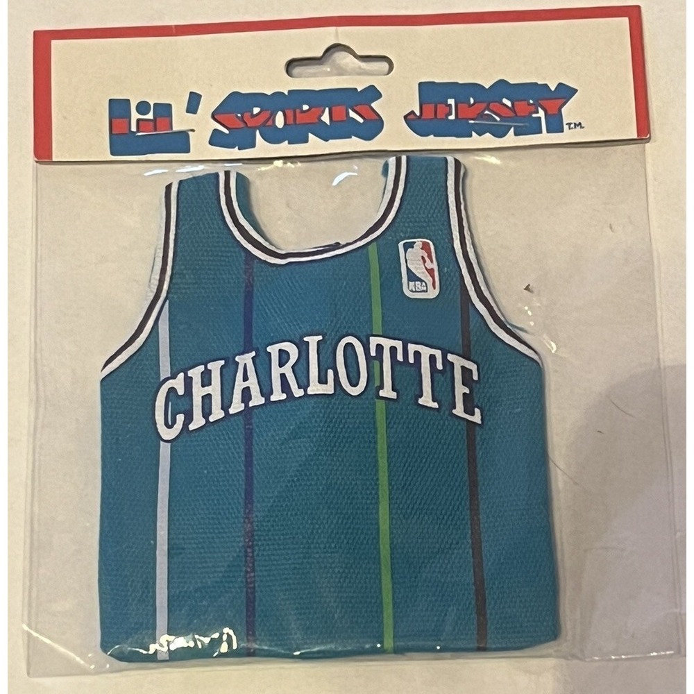 VINTAGE LIL' SPORTS JERSEY CHARLOTTE HORNETS MONEY POUCH with CLIP ON CHAIN NEW
